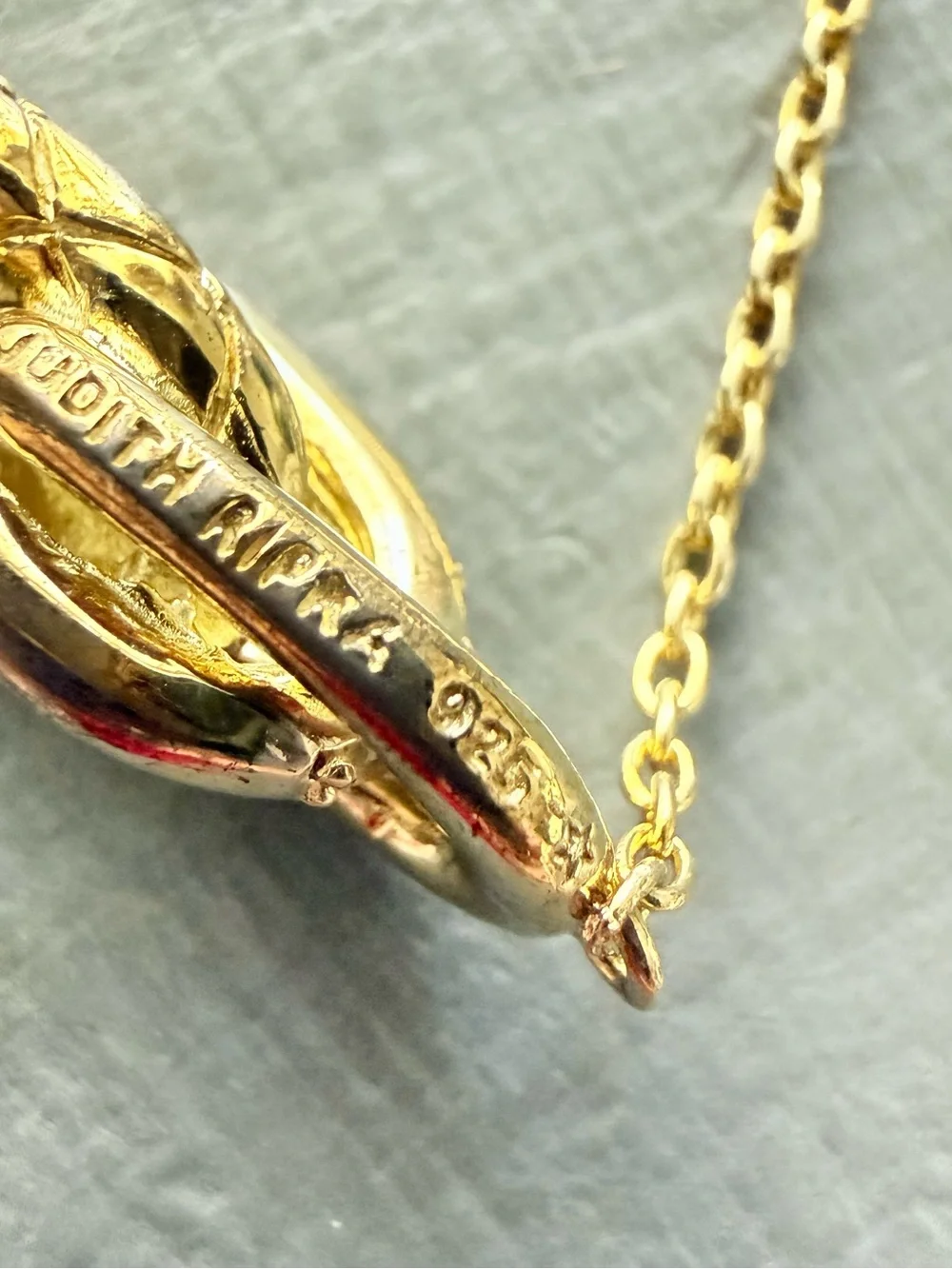 Judith Ripka 14k Gold Clad 925 Sterling  Knot Link Bracelet Crystal Accent NEW